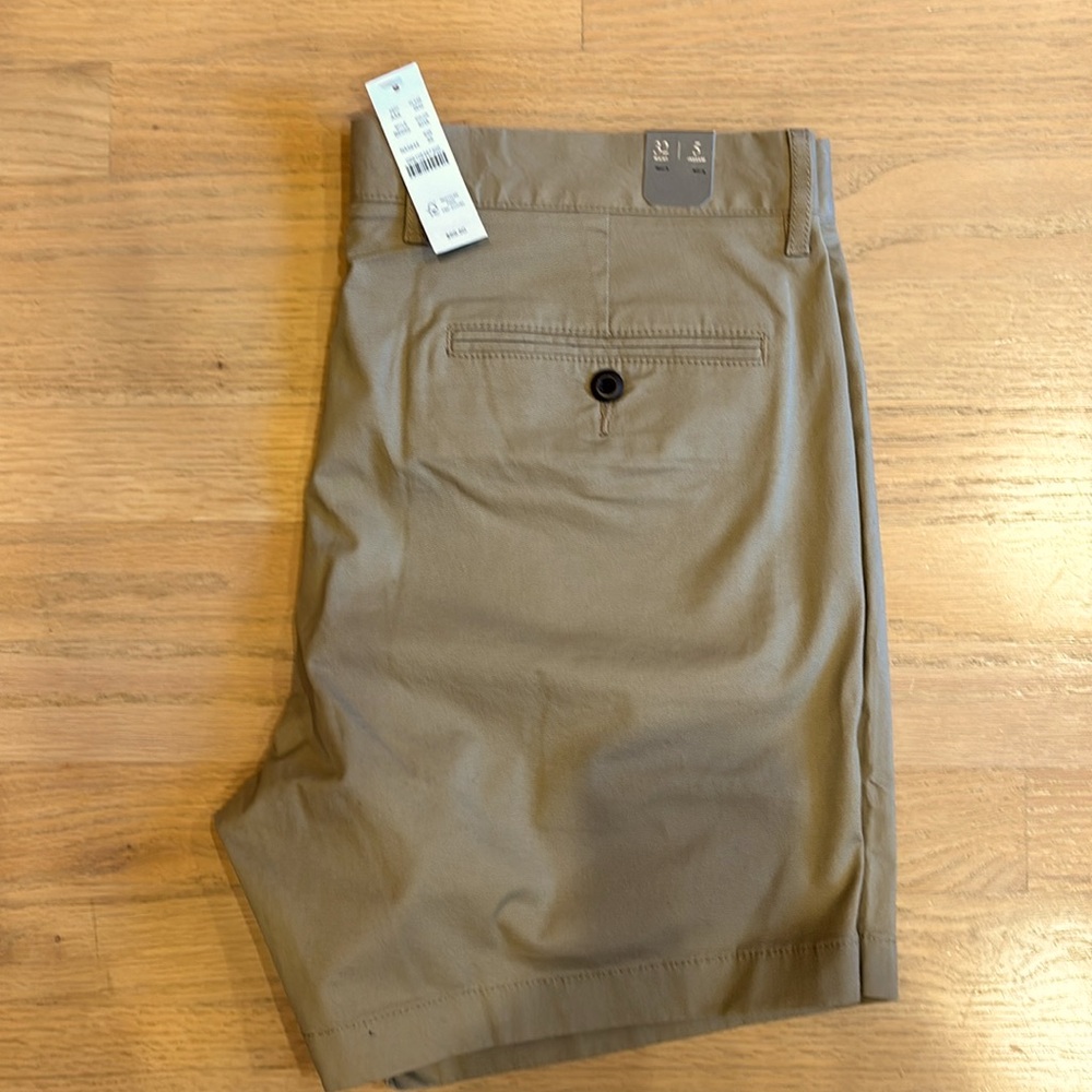 J. Crew tan shorts — size 32” with 5” inseam — NWT